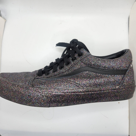 Vans Womens Size 9 Glitter Purple And Black Low Top Lace Up Sneakers Old Skool - Picture 6 of 9